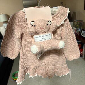 Baby Girl Spring Dress w/ Flower Tights & Teddy
